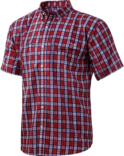Huk Men's Tide Point Fish Plaid Button-Down T-shirt