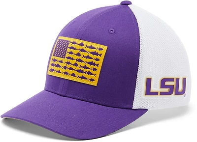 Columbia Sportswear Men's Louisiana State University Mesh Fish Flag Ball Cap
