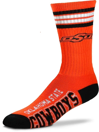 For Bare Feet Oklahoma State University 4-Stripe Deuce Crew Socks