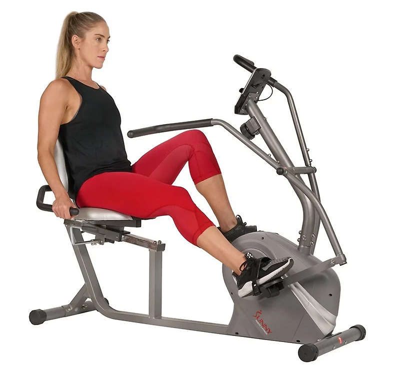 Sunny Health & Fitness Cross Trainer Magnetic Recumbent Bike & Arm Exercisers