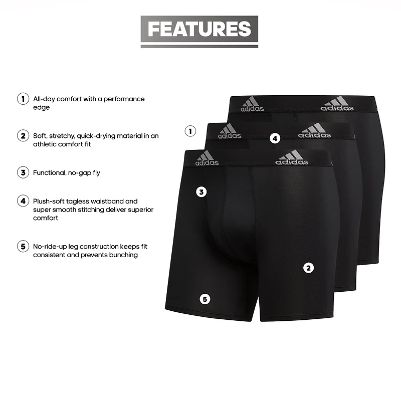 adidas Men's Performance Trunks Briefs 3-Pack