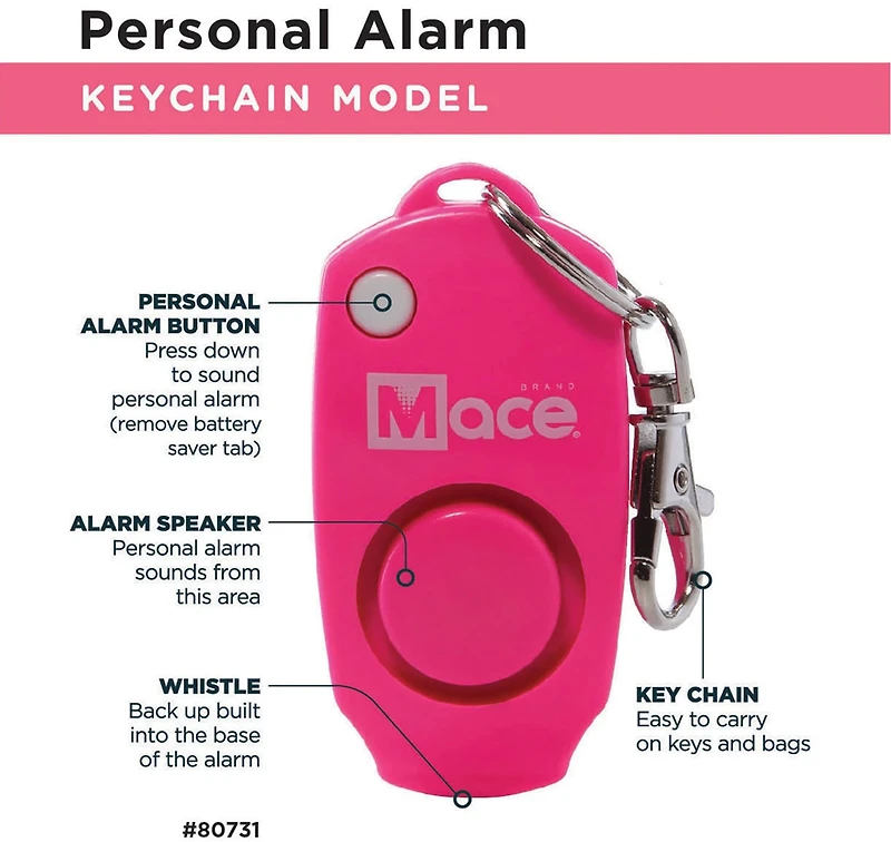 Mace 130 dB Personal Alarm Keychain with Whistle