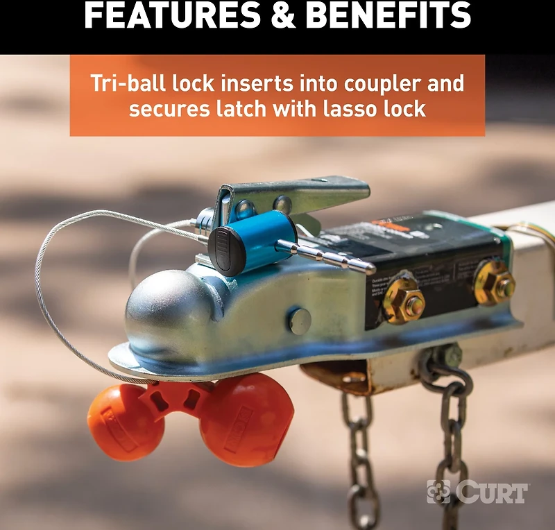 CURT Universal Tri-Ball Trailer Coupler Lock