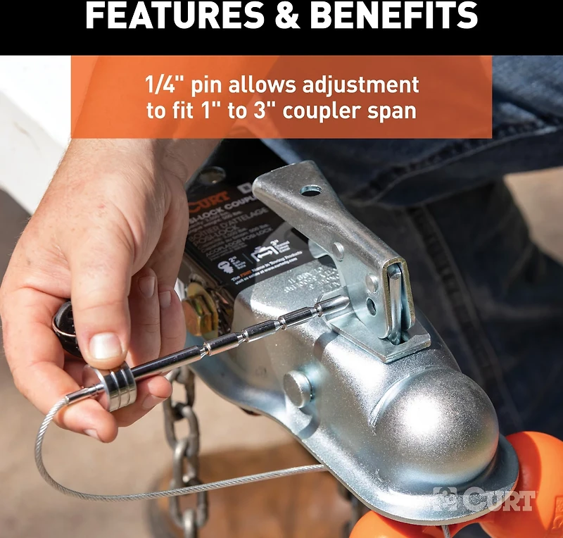 CURT Universal Tri-Ball Trailer Coupler Lock