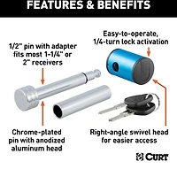 CURT .5 in Hitch Lock with .625 in Adapter