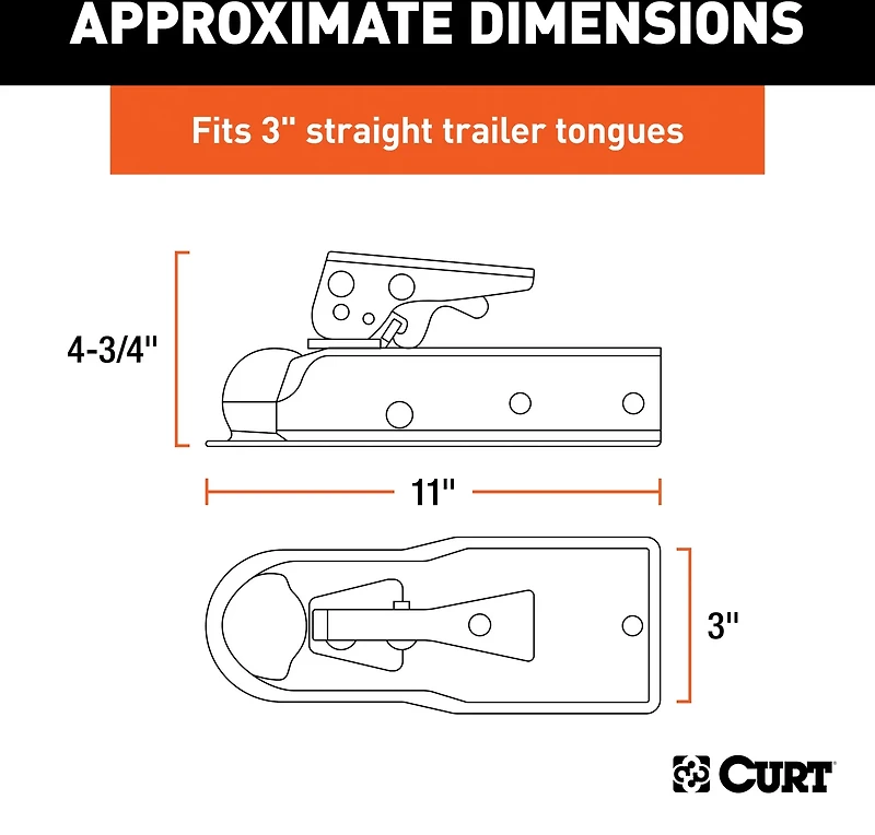 CURT 2 in Straight-Tongue Coupler with Posi-Lock
