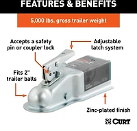 CURT 2 in Straight-Tongue Coupler with Posi-Lock