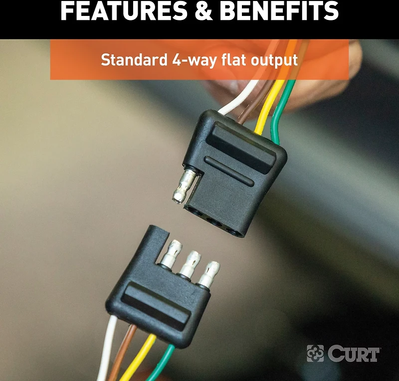 CURT 4-Way Flat Connector Plug and Socket with 12 in Wires