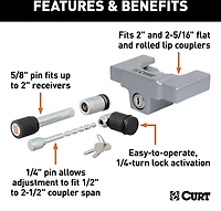 CURT Hitch and Coupler Lock Set