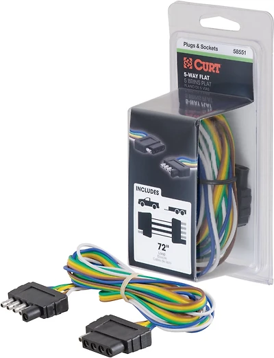 CURT 5-Way Flat Connector Plug and Socket with 72 in Wires