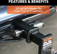 CURT .5 in Hitch Lock with .625 in Adapter