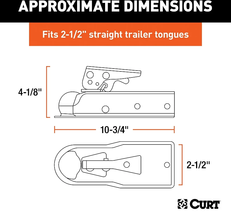 CURT 2 in Straight-Tongue Coupler with Posi-Lock