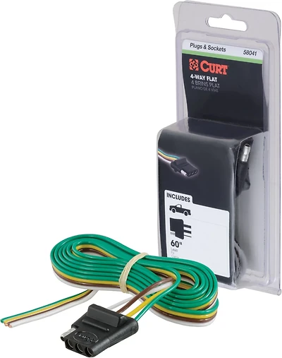 CURT 4-Way Flat Connector Socket with 60 in Wires