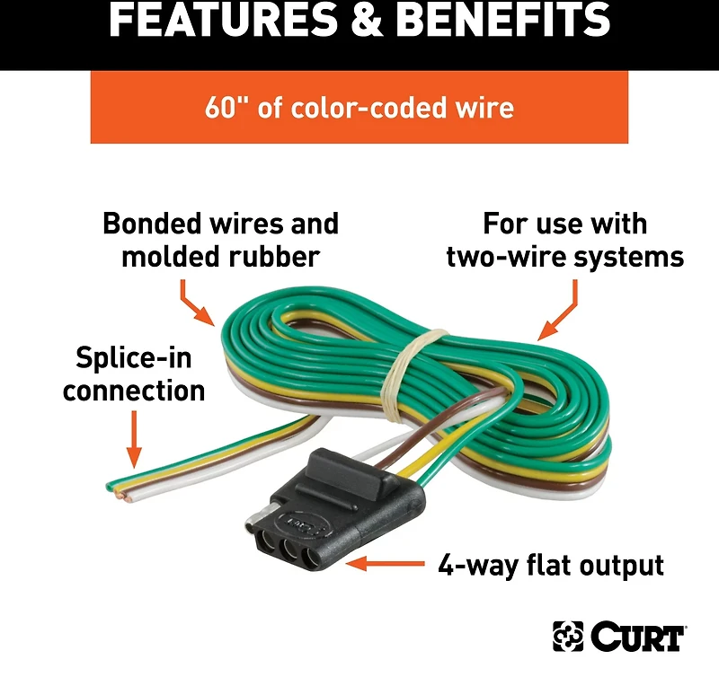 CURT 4-Way Flat Connector Socket with 60 in Wires