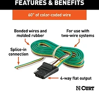 CURT 4-Way Flat Connector Socket with 60 in Wires