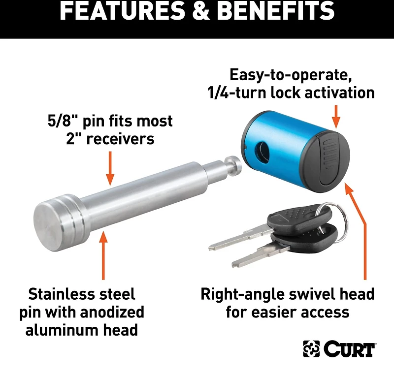 CURT .625 in Right Angle Hitch Lock