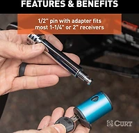 CURT .5 in Hitch Lock with .625 in Adapter