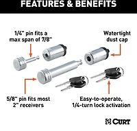 CURT .625 in Hitch and .875 in Coupler Lock Set