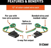 CURT 4-Way Flat Connector Plug and Socket with 12 in Wires