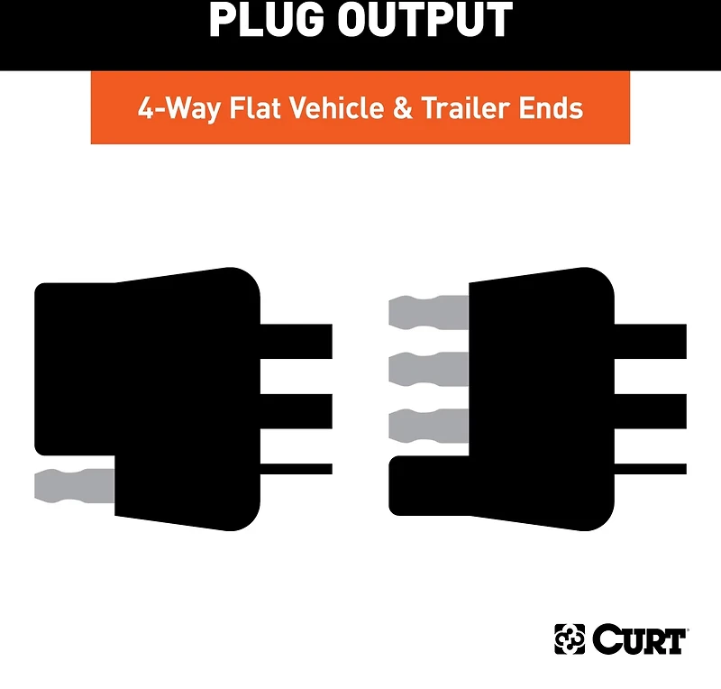 CURT 4-Way Flat Connector Plug and Socket with 12 in Wires