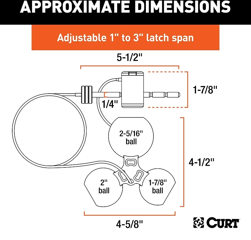 CURT Universal Tri-Ball Trailer Coupler Lock