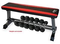 Pure Fitness Flat Bench with Dumbbell Rack