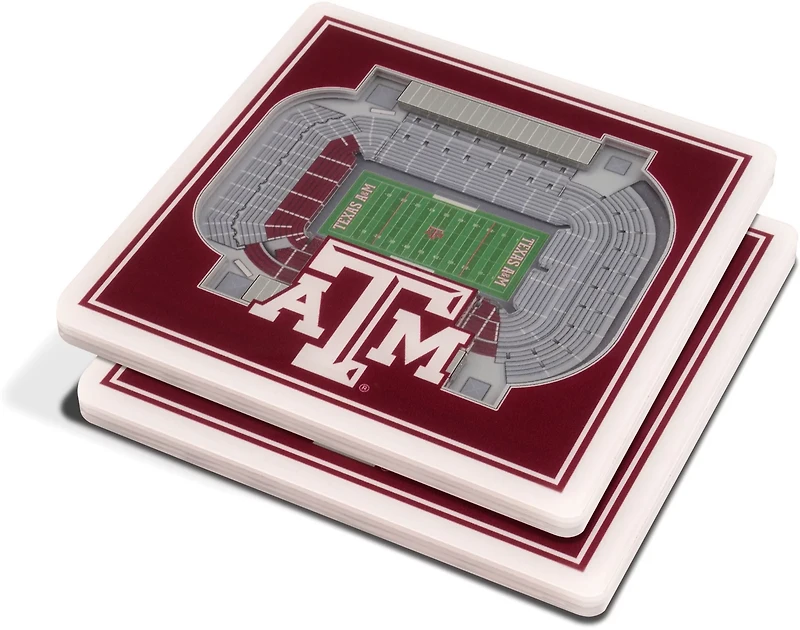 YouTheFan Texas A&M University 3-D Stadium Views 2-Piece Coaster Set