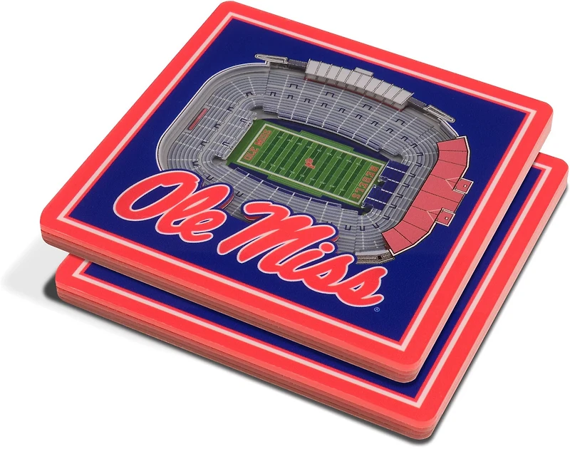 YouTheFan University of Mississippi 3-D StadiumViews 2-Piece Coaster Set