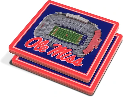 YouTheFan University of Mississippi 3-D StadiumViews 2-Piece Coaster Set