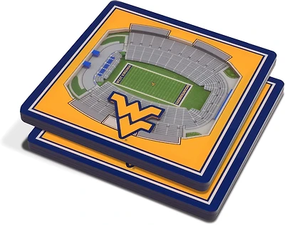 YouTheFan West Virginia University 3-D Stadium Views 2-Piece Coaster Set
