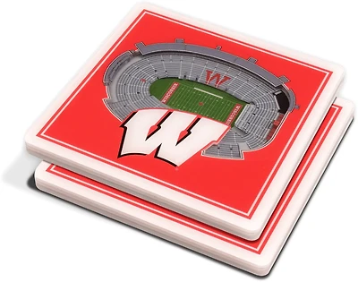 YouTheFan University of Wisconsin 3-D Stadium Views 2-Piece Coaster Set