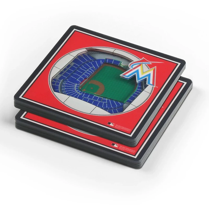 YouTheFan Miami Marlins 3-D StadiumViews 2-Piece Coaster Set