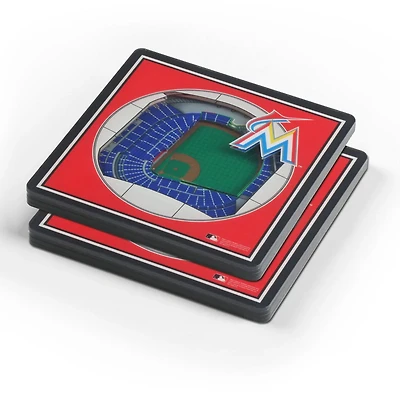 YouTheFan Miami Marlins 3-D StadiumViews 2-Piece Coaster Set