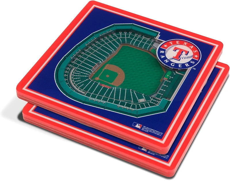 YouTheFan Texas Rangers 3-D Stadium Views 2-Piece Coaster Set
