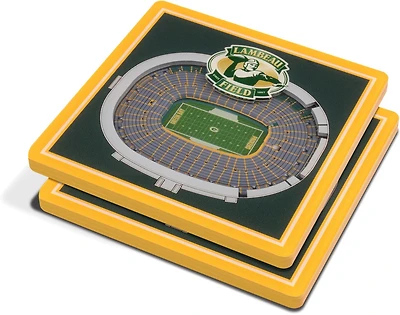 YouTheFan Green Bay Packers 3-D StadiumViews 2-Piece Coaster Set