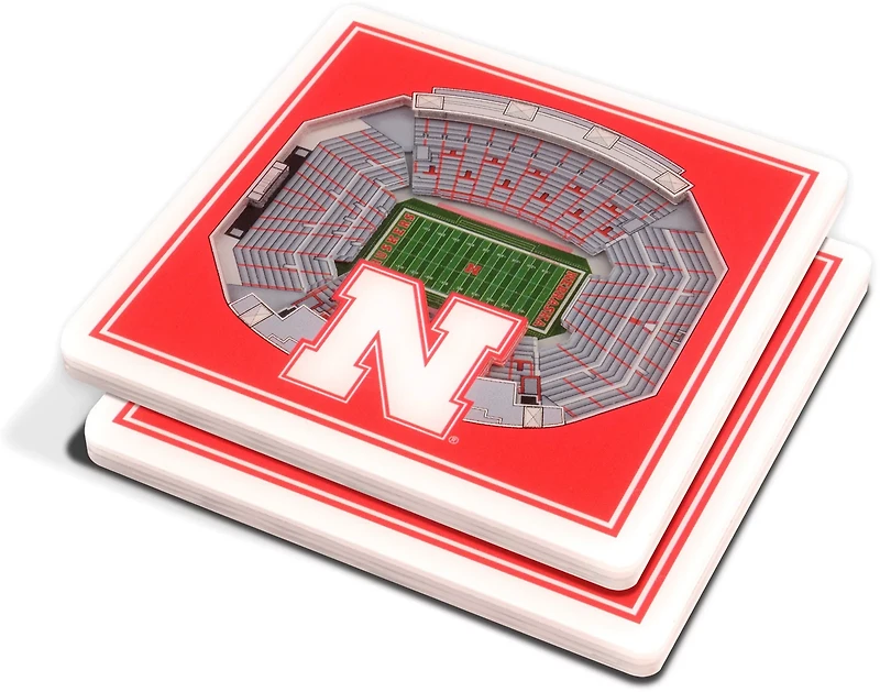YouTheFan University of Nebraska 3-D StadiumViews 2-Piece Coaster Set