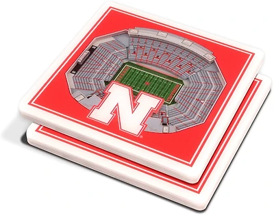 YouTheFan University of Nebraska 3-D StadiumViews 2-Piece Coaster Set