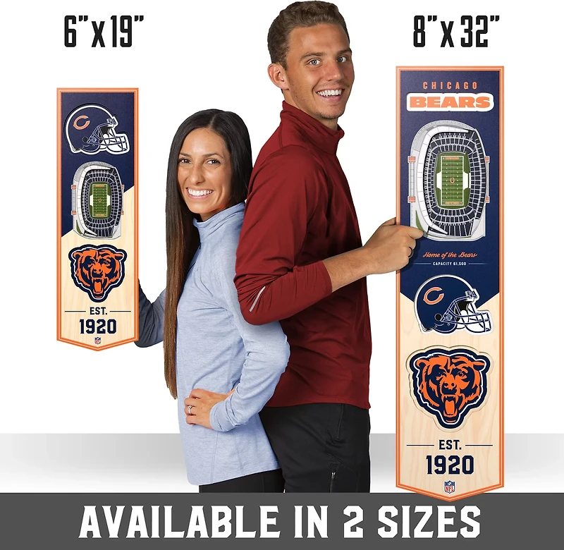 YouTheFan Chicago Bears 8" x 32" 3-D Stadium Banner
