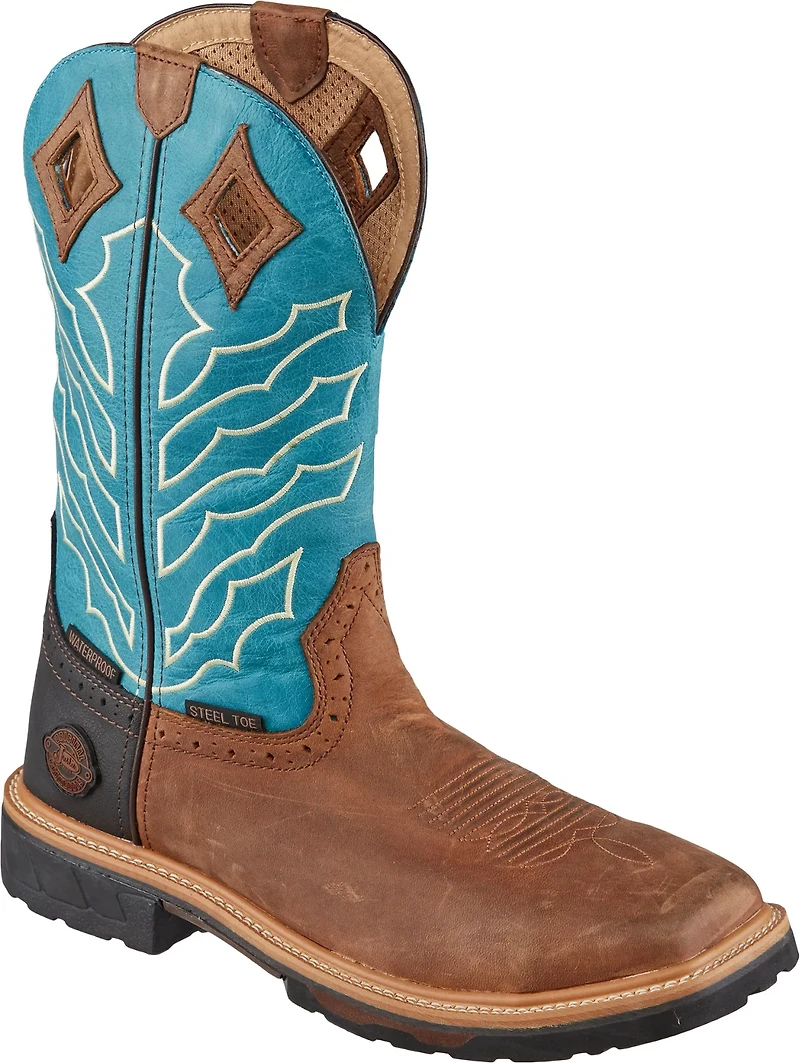 Justin Men's Hybred Turq EH Steel Toe Wellington Work Boots