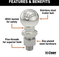 CURT Stainless Steel 2 in Trailer Ball