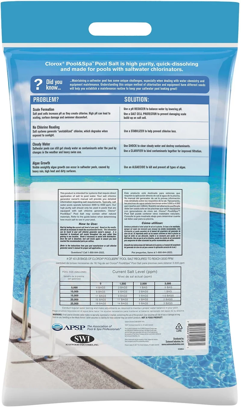 Clorox Pool & Spa 40 lb Pool Salt