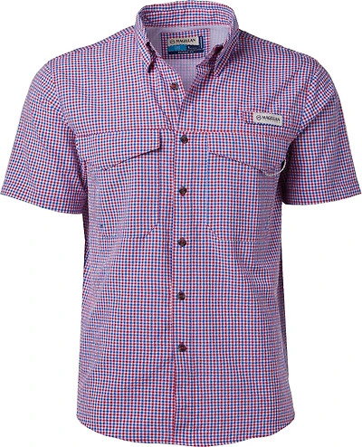 Magellan Outdoors Men's Southern Summer Seersucker Plaid Short Sleeve Shirt
