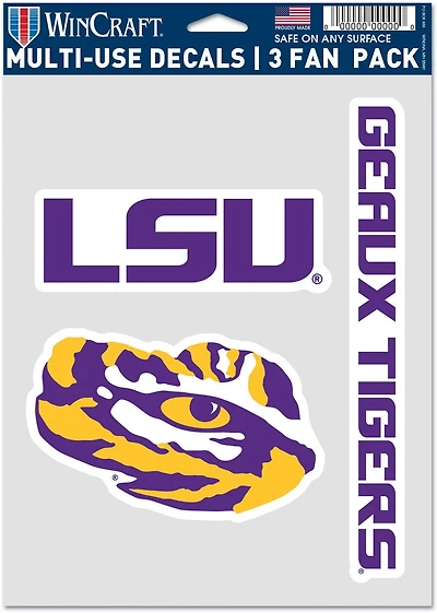 WinCraft Louisiana State University Fan Decals 3-Pack