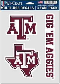 WinCraft Texas A&M University Fan Decals 3-Pack