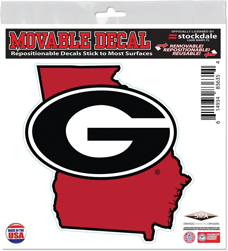 WinCraft University of Georgia 6 in x 6 in State Decal
