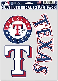 WinCraft Texas Rangers Fan Decals 3-Pack