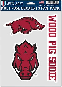 WinCraft University of Arkansas Fan Decals 3-Pack