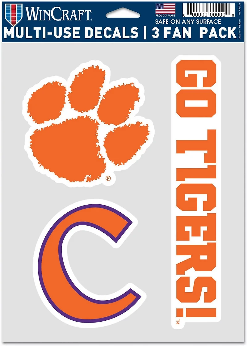 WinCraft Clemson University Fan Decals 3-Pack