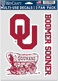 WinCraft University of Oklahoma Fan Decals 3-Pack