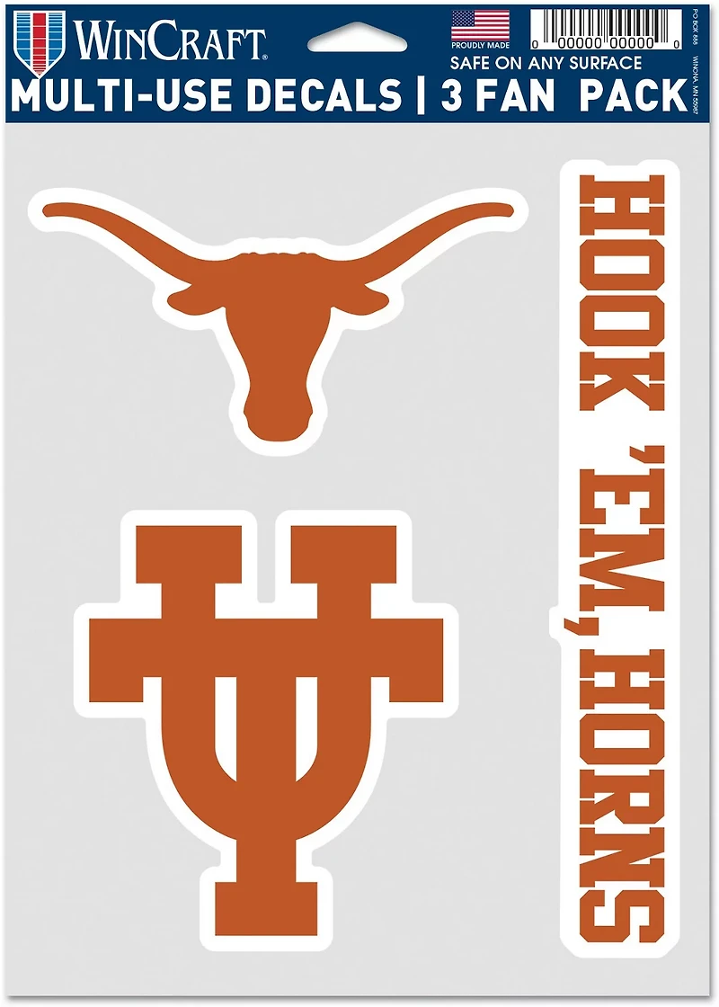 WinCraft University of Texas Fan Decals 3-Pack